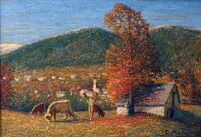 Carlo Mattei. Autunno alla Siberia, sullo sfondo Prestinone. 35 x 55