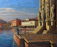 Carlo Mattei. Sul lago a Pallanza. 50 x 60